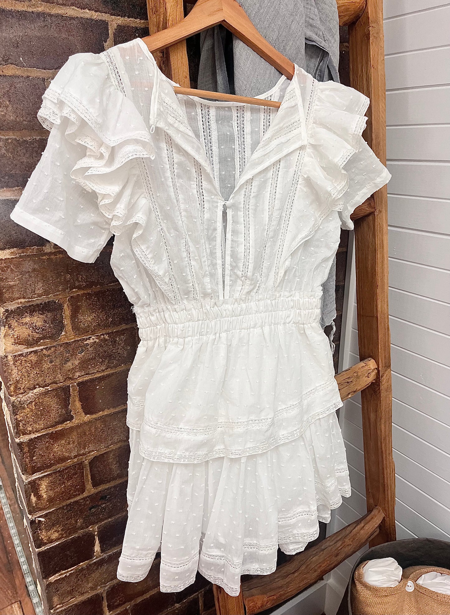 Western White Ruffled Layer Dress