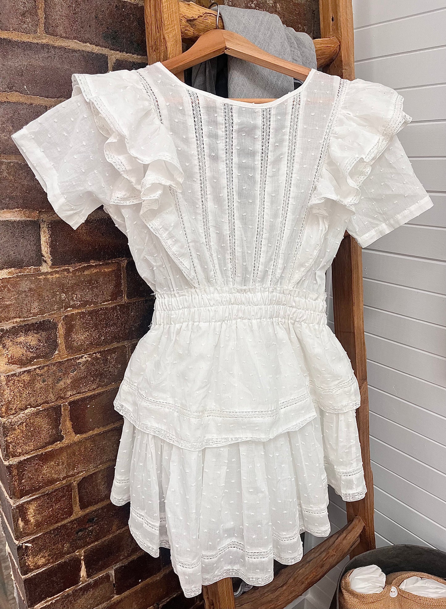 Western White Ruffled Layer Dress