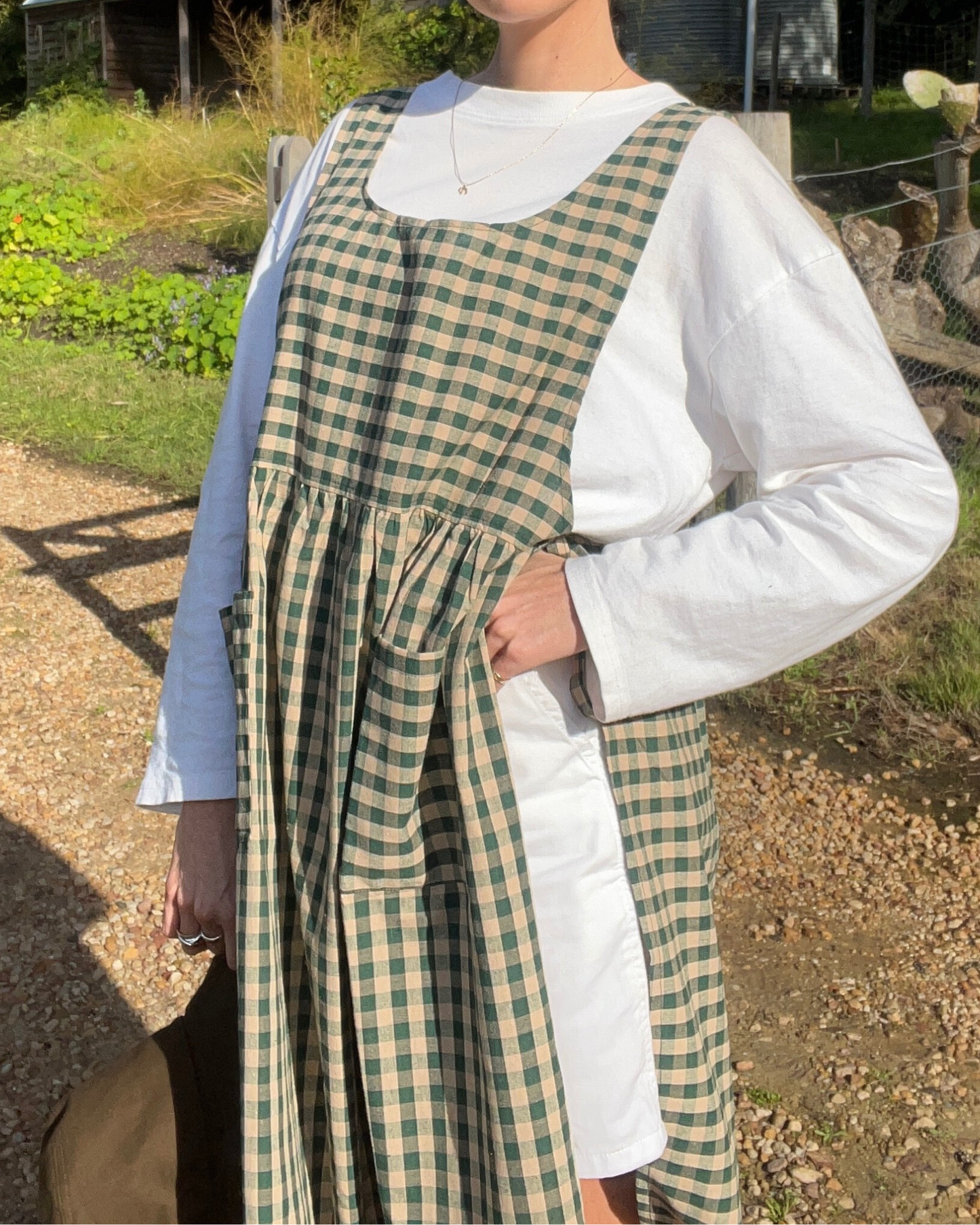 Cotton Gingham Farmers Market Apron