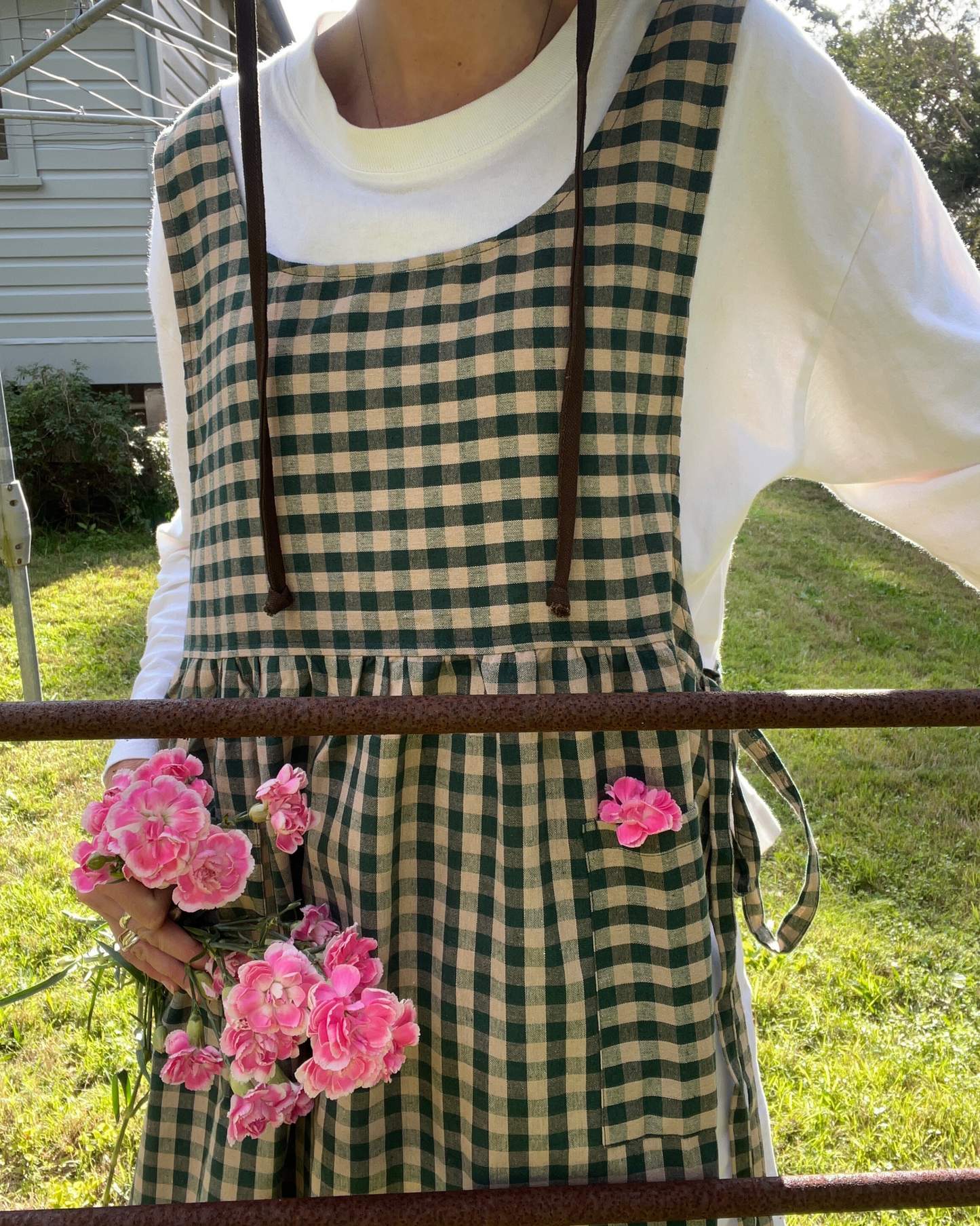 Cotton Gingham Farmers Market Apron