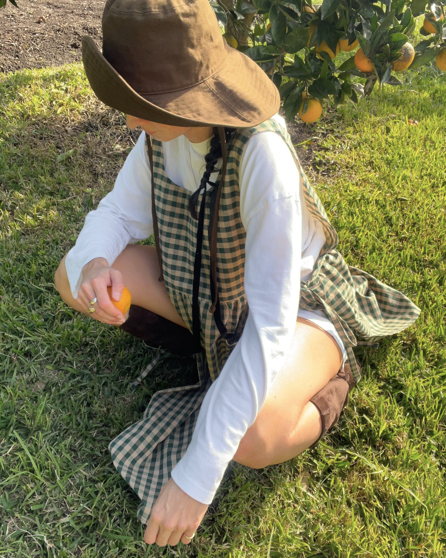 Cotton Gingham Farmers Market Apron