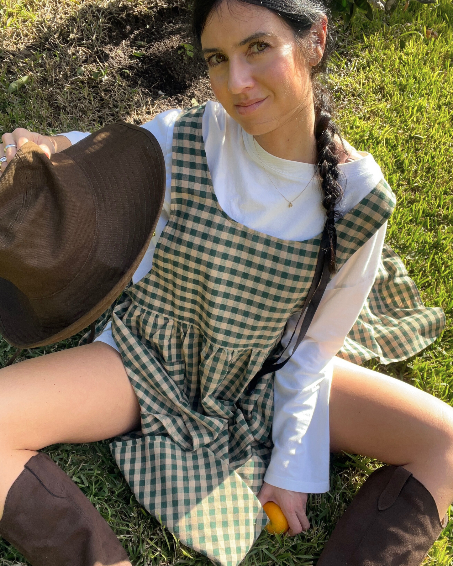 Cotton Gingham Farmers Market Apron