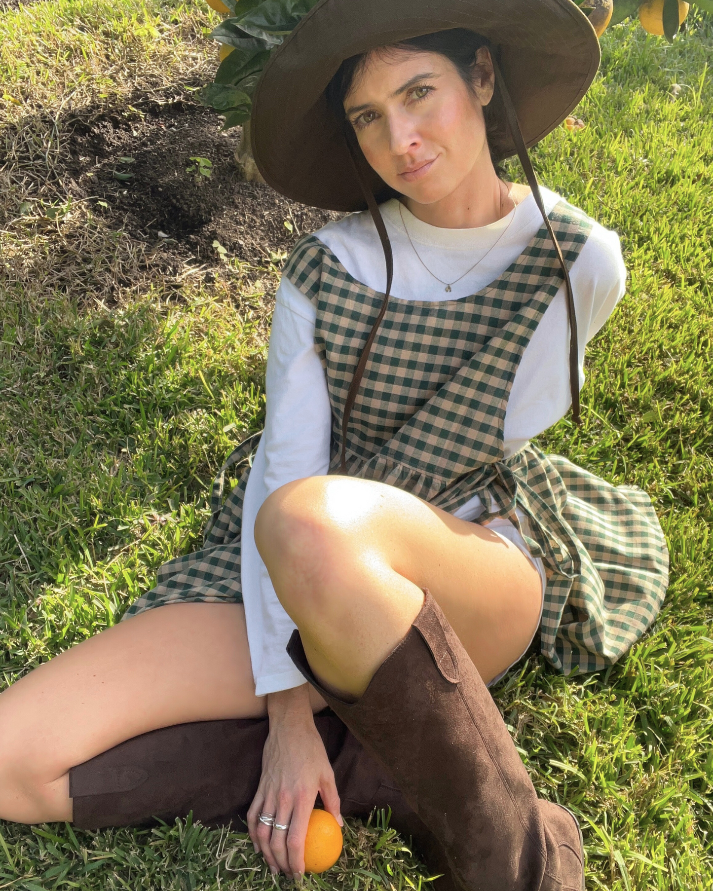 Cotton Gingham Farmers Market Apron
