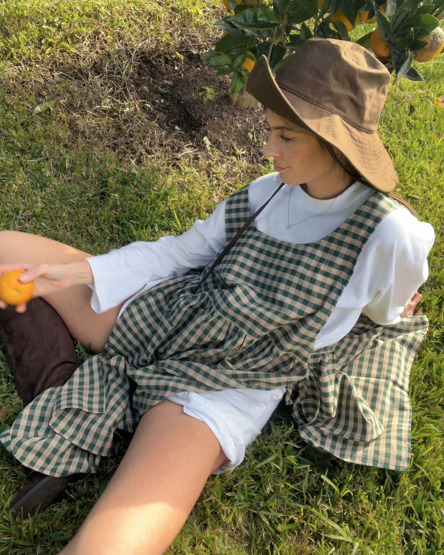 Cotton Gingham Farmers Market Apron