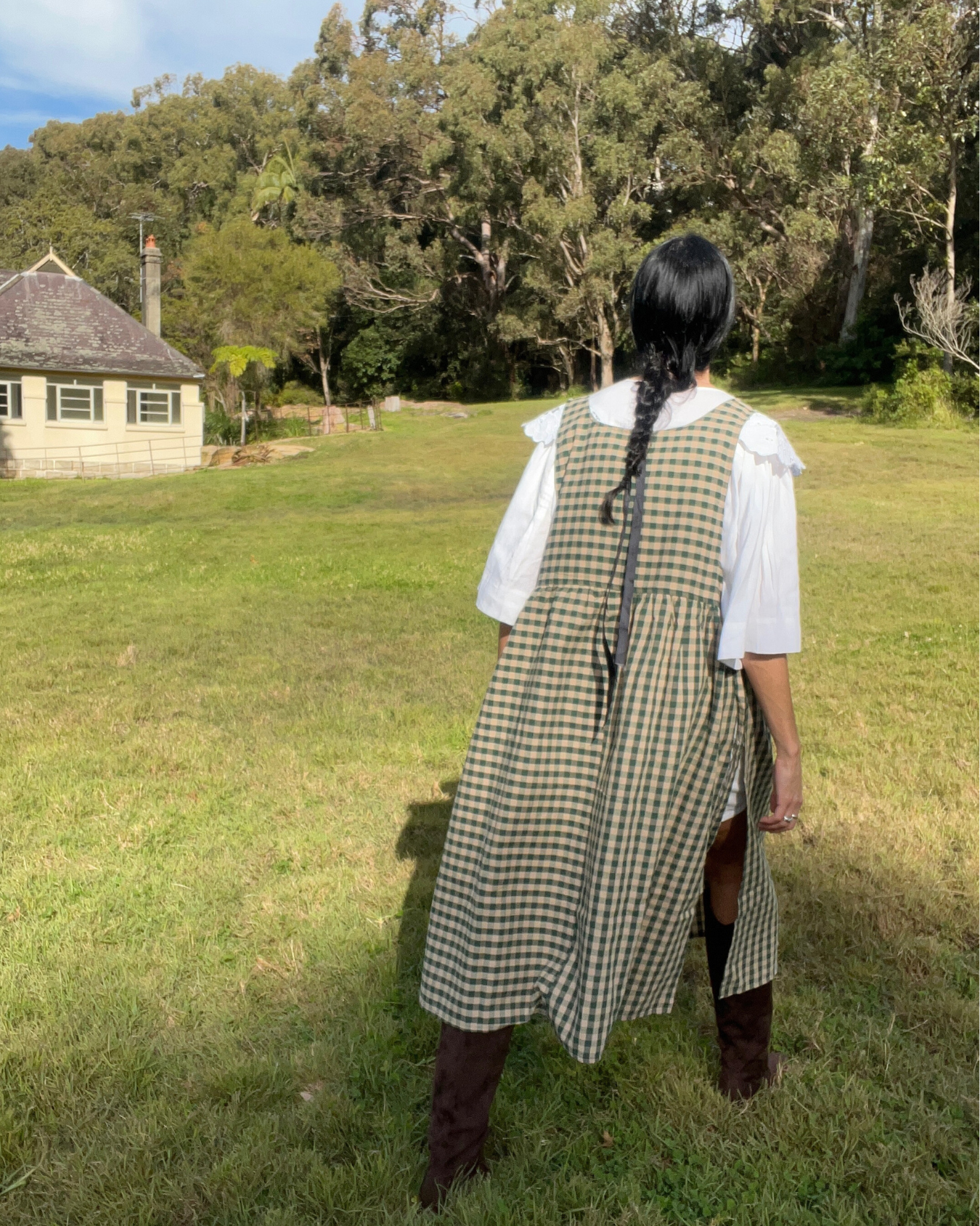 Cotton Gingham Farmers Market Apron