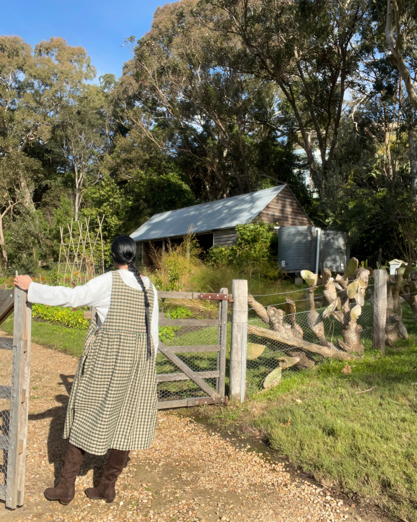 Cotton Gingham Farmers Market Apron