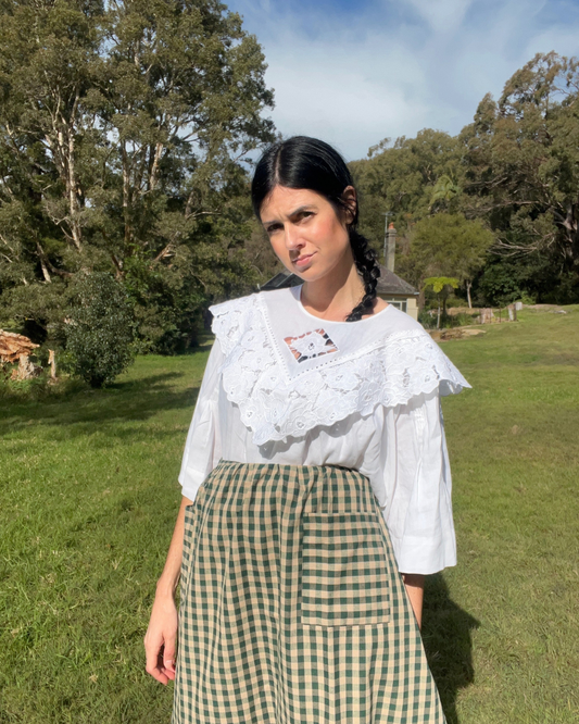 One Hundred Years White Lace Linen Top
