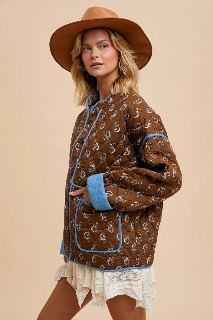 On Horseback Blue Chestnut Quilted Cotton Jacket